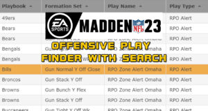 madden nfl 23 offensive play finder with search