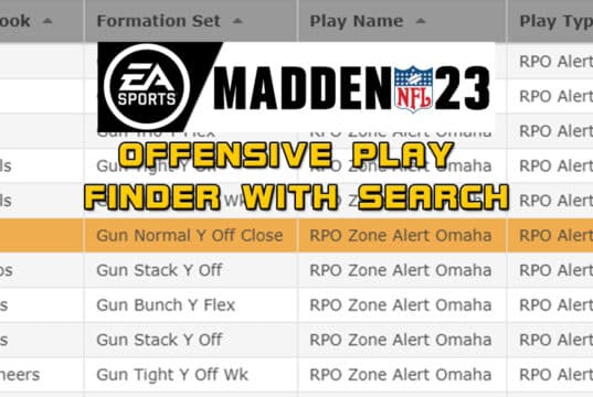 madden nfl 23 offensive play finder with search