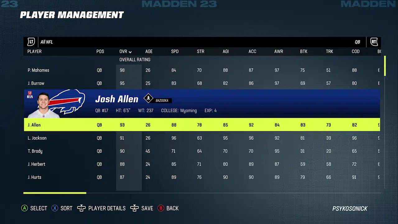 josh allen madden nfl 23 player ratings josh allen madden nfl 23 player ratings