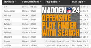 madden 24 offensive play finder with search
